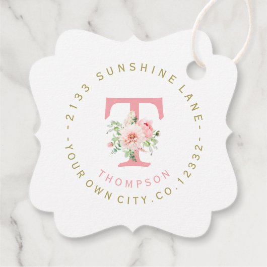 Blush Peony Dahlia Floral Circular Address Label (Achterkant)