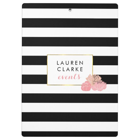 Blush Peony en Black Stripe Klembord (Achterkant)