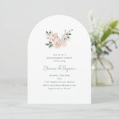 Blush Peony Floral Arch Minimal Engagement Party Kaart (Staand voorkant)