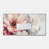 Blush Peony Floral Desk Mat | Soft Pastel Art (Keyboard & Muis)