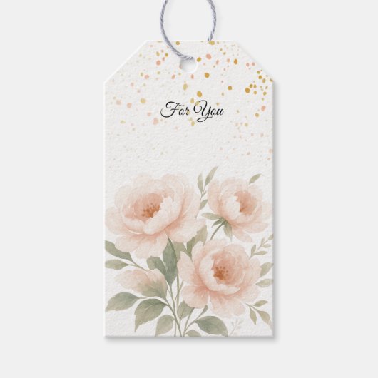 Blush Peony Floral Gift Label Cadeaulabel (Voorkant)