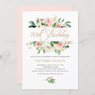  Blush Peony Floral Lijst 70th Birthday Kaart