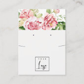 Blush Peony Floral Logo Earring Ketting Display Visitekaartje (Voorkant)