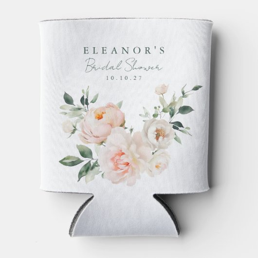 Blush Peony Floral Waterverf Roze Vrijgezellenfees Blikjeskoeler (Voorkant)