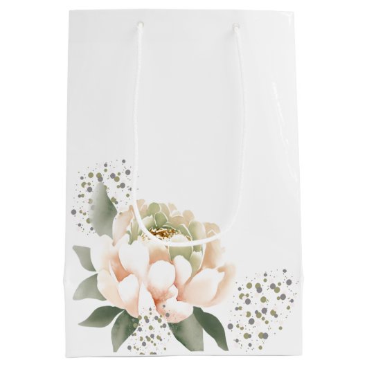 Blush Peony Flowers en Confetti Stippen Medium Cadeauzakje (Achterkant)