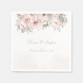 Blush Peony Silver Eucalyptus Weddenschap Cocktail Servet (Voorkant)