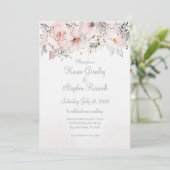 Blush Peony Silver Eucalyptus Weddenschap Kaart (Staand voorkant)