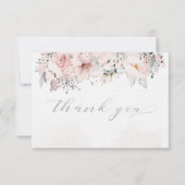 Blush Peony Silver Greenery Carte de remerciements (Devant)