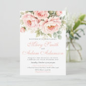 Blush Peony Watercolor Wedding Invitation (Debout devant)