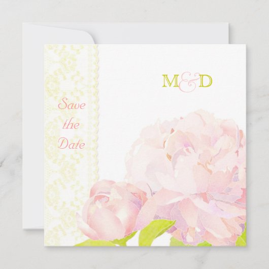 Blush Peony Wedding Save the Date (Voorkant)