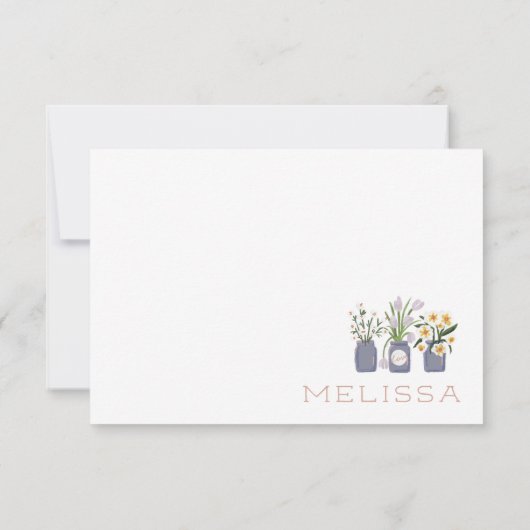 Blush Periwinkle Bloemwagen Matching Mason Jar Bedankkaart (Achterkant)