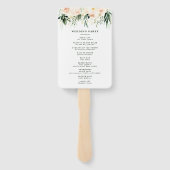 Blush, perzik bloemen + loof bruiloft handwaaier (Achterkant)