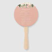 Blush, perzik bloemen + loof bruiloft handwaaier (Achterkant)