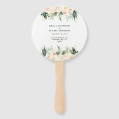 Blush, perzik bloemen + loof bruiloft handwaaier (Voorkant)