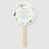 Blush, perzik bloemen + loof bruiloft handwaaier (Achterkant)