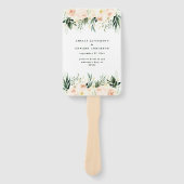 Blush, perzik bloemen + loof bruiloft handwaaier (Voorkant)