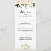 Blush perzik groen bloemen + gebladerte bruiloft m menu (Voorkant)