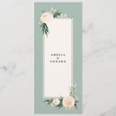 Blush perzik groen bloemen + gebladerte bruiloft m menu (Achterkant)