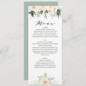 Blush perzik groen bloemen + gebladerte bruiloft m menu (Voorkant / Achterkant)