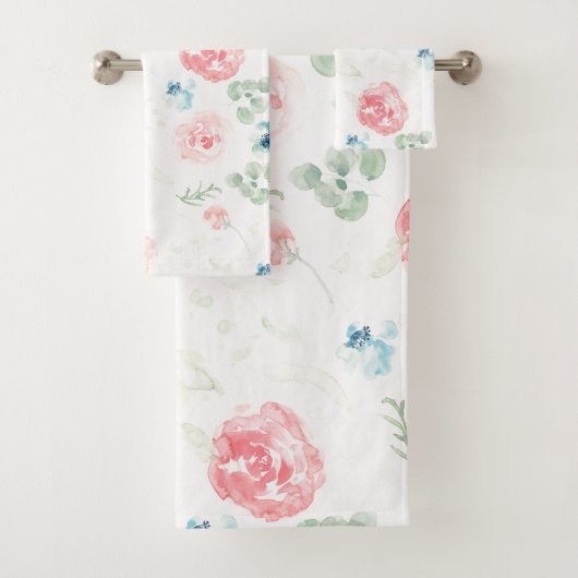 Blush perziken en blauw meel bad handdoek (Insitu)