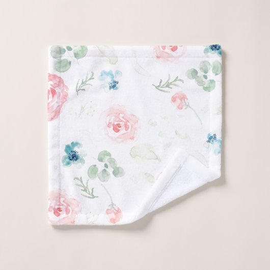 Blush perziken en blauw meel bad handdoek (Wasdoekje)