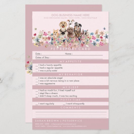 Blush Pet Sitter Groomer Dogs (Voorkant / Achterkant)