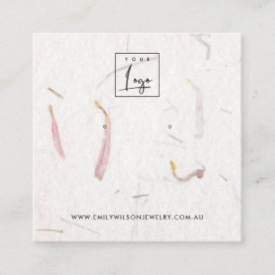 BLUSH PETAL HANDGEMAAKTE PAPIEREN STUD OORBEL DISP VIERKANTE VISITEKAARTJE