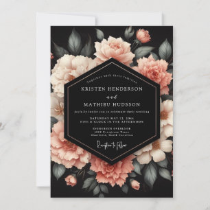 Blush Petal Noir Bruiloft Kaart