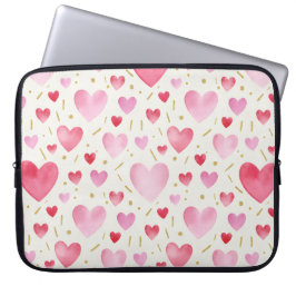 Blush Petal Watercolor Hearts Laptop Sleeve