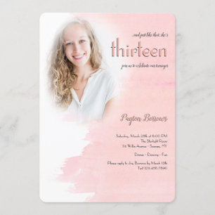 Blush Photo Birthday Party-uitnodigingen Kaart