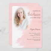 Blush Photo Invitations de fête d'anniversaire (Devant / Derrière)