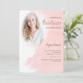 Blush Photo Invitations de fête d'anniversaire (Debout devant)