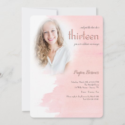 Blush Photo Invitations de fête d'anniversaire (Devant)