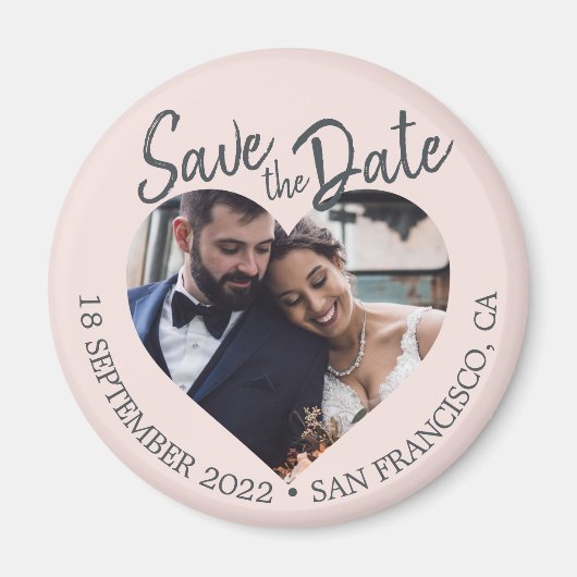 Blush Photo Modern Script Save the Date Magneet (Voorkant)