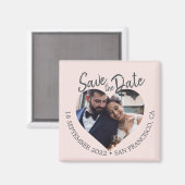 Blush Photo Modern Script Save the Date Magneet (Voorkant / Achterkant)