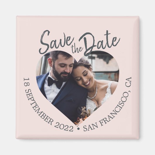 Blush Photo Modern Script Save the Date Magneet (Voorkant)