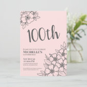 Blush Pink 100ste verjaardagsfeestje Kaart (Staand voorkant)