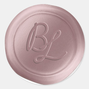 Blush Pink 2 Letter Monogram Wax Seal Stickers