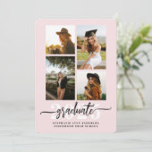Blush Pink 4 Fotocollage Afstudeerder Aankondiging (Staand voorkant)