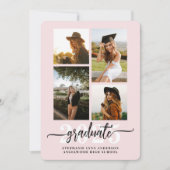 Blush Pink 4 Fotocollage Afstudeerder Aankondiging (Voorkant)