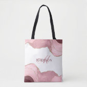 Blush Pink Agaat Roos Goud Glitter Modern Monogram Draagtas (Voorkant)