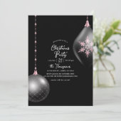 Blush Pink and Black Kerstparty Kaart (Staand voorkant)