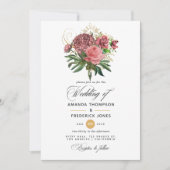 Blush Pink and Gold Floral Wedding Kaart (Voorkant)