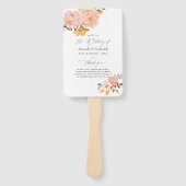 Blush Pink and Gold Floral Wedding Programme Handwaaier (Voorkant)