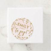 Blush Pink and Gold Glitter Baby shower Pop het Bedankjes Labels (In situ)