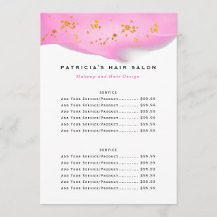 Blush Pink and Gold Glitter Biz-prijslijst Menu