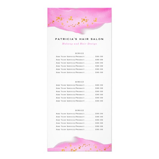 Blush Pink and Gold Glitter Biz Rack Kaart (Achterkant)