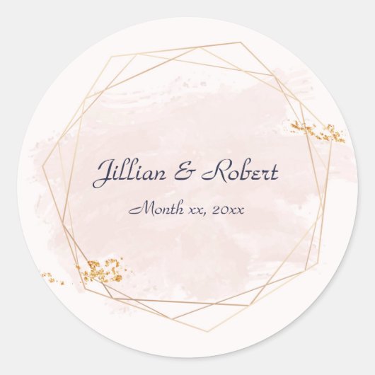 Blush Pink and Gold Wedding Ronde Sticker (Voorkant)
