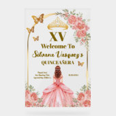 Blush Pink and Gold Welcome Sign for Quinceanera (Recto)