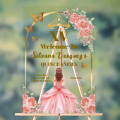 Blush Pink and Gold Welcome Sign for Quinceanera (Neutre)
